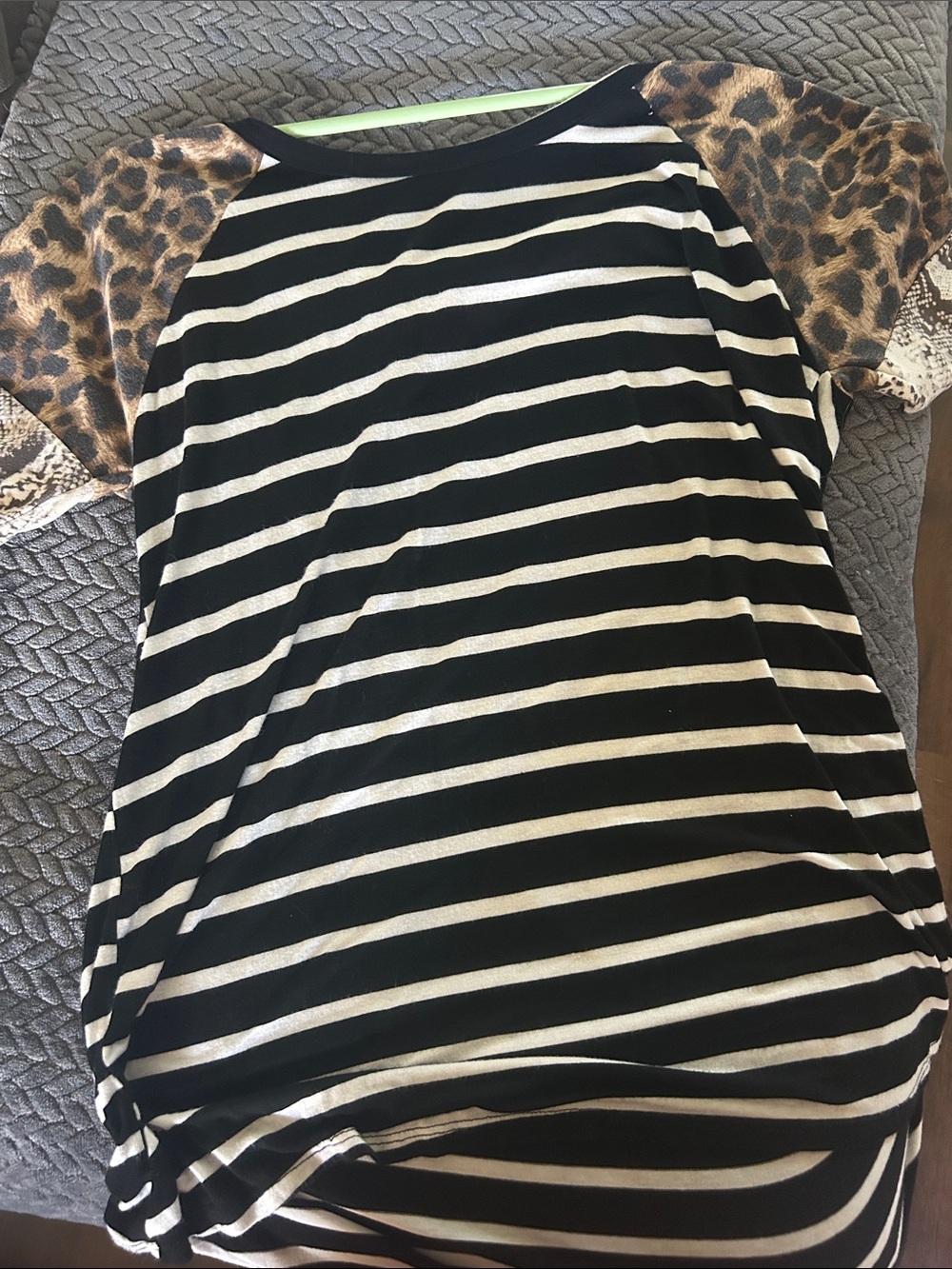 Black and White Striped Skirt with Leopard/snakeskin Accent